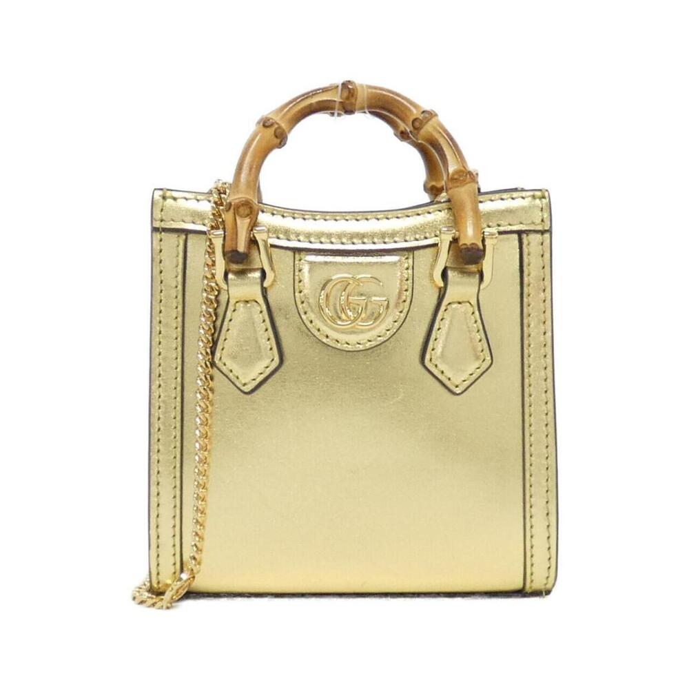 Gucci Diana bag metallic gold leather signature bamboo